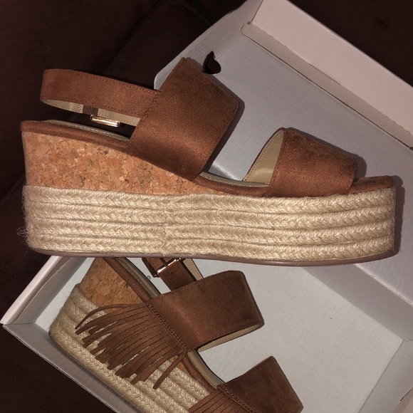 Comfort Cognac (Brown) Fringe Wedges - Picture 7 of 12